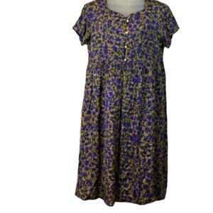All Week Long Vintage 70s 80s Floral A-Line Midi Dress Secretary Teacher Style